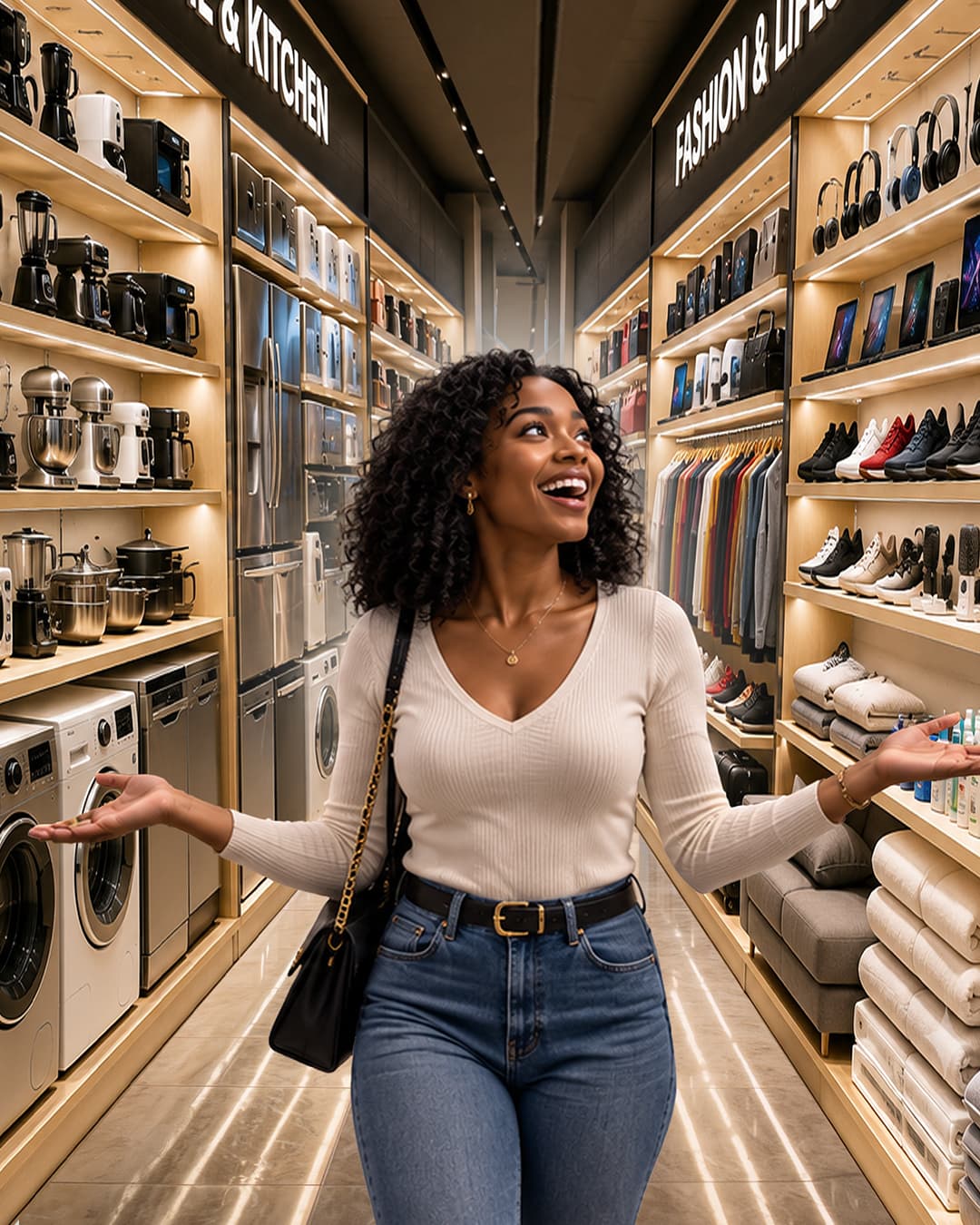 A shopper browsing products on a screen
