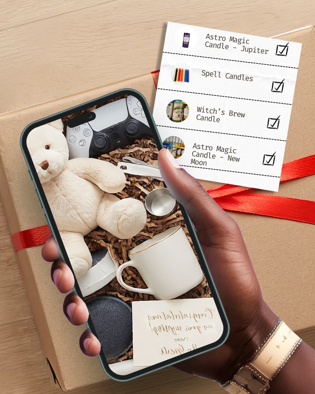 A person browsing a registry on a phone